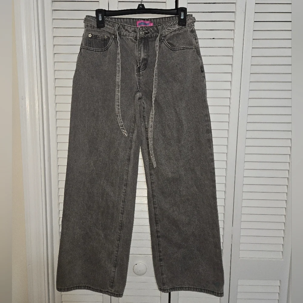 Edikted Women's S Gray Wide-Leg Jeans NEW - Picture 2 of 16